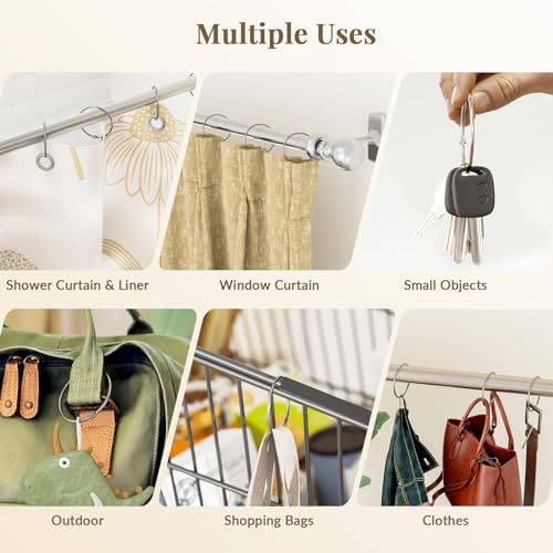 Bathway Shower Curtain Rings, Bathway Shower Curtain Hooks Anti-Drop Shower Rings for Curtain, Metal Shower Curtain Rings Rust Proof, Chrome Shower Hooks for Shower Curtain Rod, Shower Rod Hook 12Pcs - color: Chrome, style: Classic Round