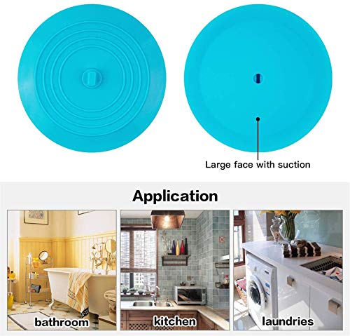 tifanso 2PCS 6" Silicone Bathtub Drain Stopper & Hair Catcher for Bathroom | Strong Suction Leak-Proof Seal, Prevents Hair Clogs, Easy to Clean, Fits Kitchen & Laundry Drains, Durable Universal Fit - color: Teal+aqua