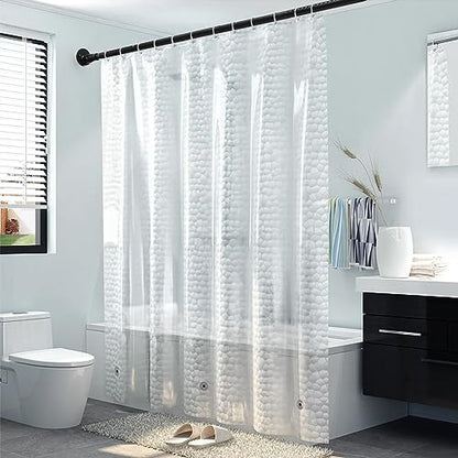 Shower Curtain Rod With Holders, 42 to 72 inch Tension Shower Curtain Rod No Drilling Adjustable Black Shower Rods - size: 42-72"