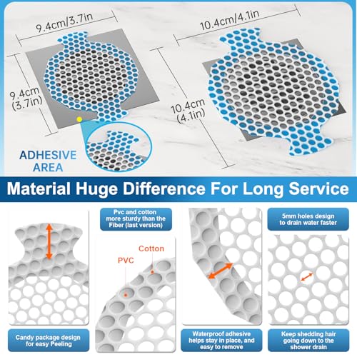 25 Pack, Disposable Shower Drain Hair Catcher Mesh Stickers, Disposable Hair Drain Catcher.(White,4.1inch), Hc2-4.1inRound-25