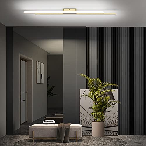 Ralbay 48" Gold Vanity Lights 48W Frosted Aluminum Modern LED Gold Bathroom Vanity Light Fixtures Over Long Mirror Modern Gold Bath Lighting 6000K White Light - color: Gold, size: 48 inch