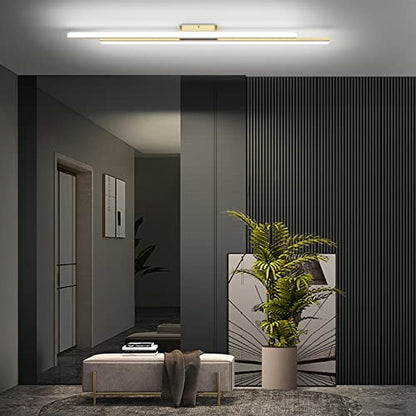 Ralbay 48" Gold Vanity Lights 48W Frosted Aluminum Modern LED Gold Bathroom Vanity Light Fixtures Over Long Mirror Modern Gold Bath Lighting 6000K White Light - color: Gold, size: 48 inch