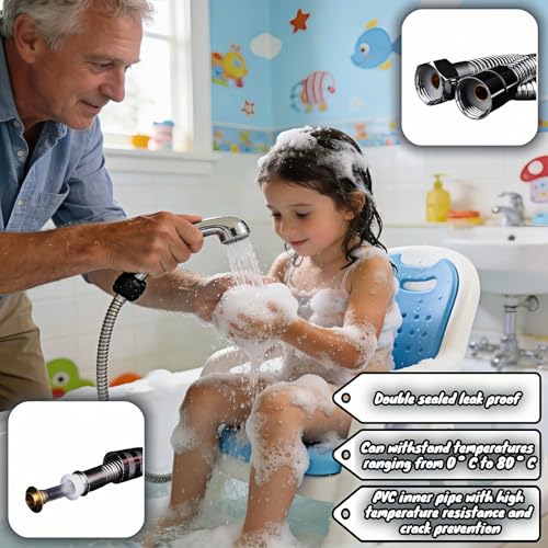 98" Extra Long Shower Hose, 304 Stainless Steel, Leak-Proof & Tangle-Free, Easy Install, Fits Most Showers, Chrome (98.0, Inches)