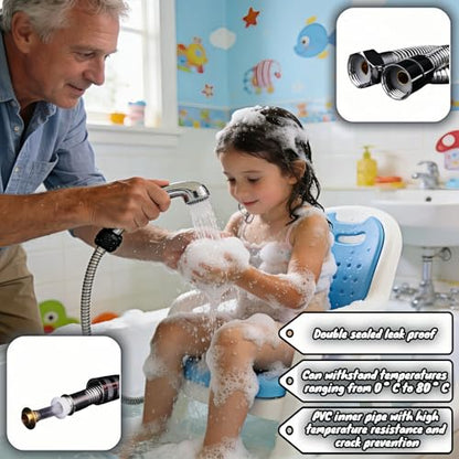 98" Extra Long Shower Hose, 304 Stainless Steel, Leak-Proof & Tangle-Free, Easy Install, Fits Most Showers, Chrome (98.0, Inches)