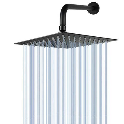 NearMoon Square Rain Shower Head With Extension Arm, Large Stainless Steel Rainfall Shower-Waterfall Full Body Coverage (8 Inch, Matte Black) - color: Matte Black, size: 8 Inch