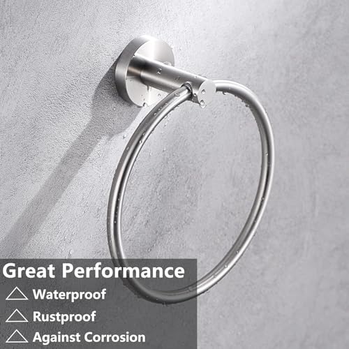Brushed Nickel Flip Toilet Paper Holder and Hand Towel Ring Set 2 Pieces Bathroom Hardware Accessories Set SUS 304 Stainless Steel Heavy Duty Wall Mounted Bathroom Holder - color: Brushed