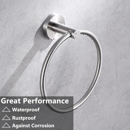 Brushed Nickel Flip Toilet Paper Holder and Hand Towel Ring Set 2 Pieces Bathroom Hardware Accessories Set SUS 304 Stainless Steel Heavy Duty Wall Mounted Bathroom Holder - color: Brushed