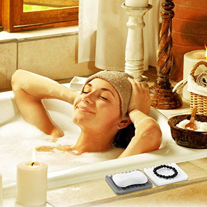 2PCS Soap Dish Holder, Premium Silicone Soap Dishes for Shower Bathroom Kitchen Sinks， Soap Tray Saver Drainer, Self-draining Waterfall, Non-Slip Design, Easy Cleaning (Gray) - color: Gray