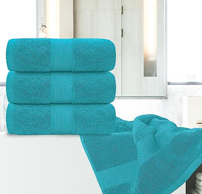 White Classic Luxury Bath Towels Large - Cotton Hotel spa Bathroom Towel |30x56 | 4 Pack | Aqua - color: Aqua
