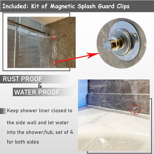 12 Hole 60x72 Shower Curtain Liner with Magnets, Clear | Side Magnet Clips Close to Wall, Heavy Duty Clear Shower Liner with 12 Grommet Holes, 60 x 72 Inches - color: 8g.heavy-clear, size: 60"W x 72"L (Pack of 1)