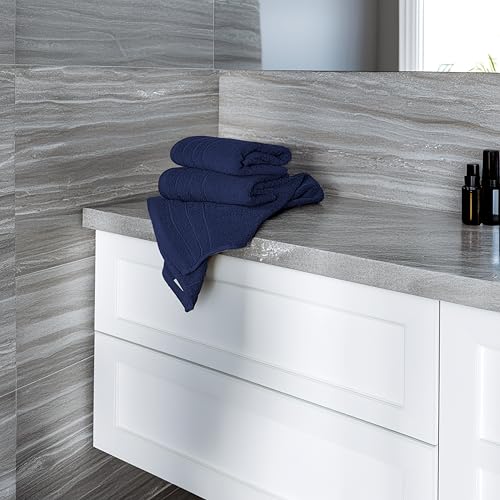 6 Piece Hand Towels Set 16 x 28 Inches, Navy | 100% Cotton, Lighter Weight, Quick to Dry, 16 x 28 Inches, Super Soft & Absorbent, Perfect for Bathroom & Kitchen - color: Navy