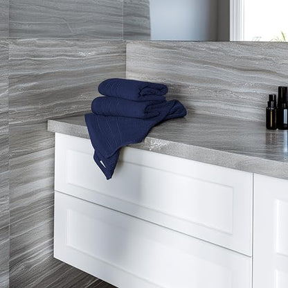 6 Piece Hand Towels Set 16 x 28 Inches, Navy | 100% Cotton, Lighter Weight, Quick to Dry, 16 x 28 Inches, Super Soft & Absorbent, Perfect for Bathroom & Kitchen - color: Navy