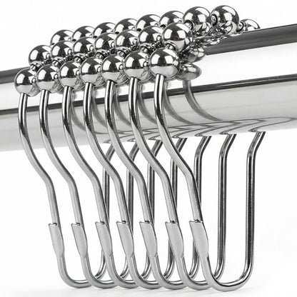 Shower Curtain Hooks Rings, Rustproof Metal Shower Curtain Rings for Bathroom Shower Rods Curtains - Set of 12, Nickel - color: Nickel