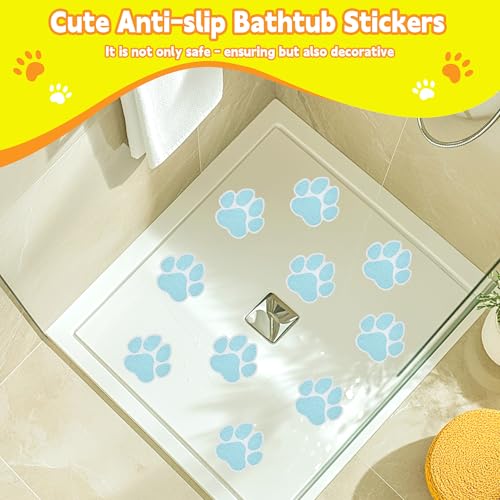 Secopad Non-Slip Bathtub Stickers, 20 Large PCS Safety Bathroom Tubs Showers Treads Adhesive Decals with Premium Scraper (Blue) - color: Blue