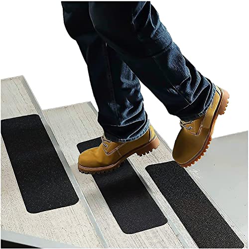 Non-Slip Stair Treads for Wooden Steps, Indoor and Outdoor Grip Tape Black | 15 Pack, 6 x 24 Inches, Waterproof 80-Grit Adhesive Treads, Concrete Step Use, Strong Non-Skid Traction, Weather Resistant - size: Black, style: 15 Pack