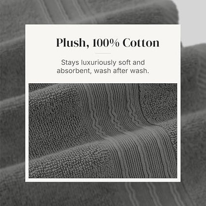 Modern Threads 6 Piece Bath Towel Set – Bathroom Set with 2 Bath Towels, 2 Hand Towels, and 2 Wash Cloths – 100% Cotton, Super Absorbent & Extra Soft – Reversible Floral Trail (Gray) - color: Gray