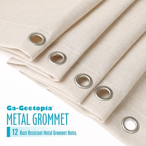 Ga-Geetopia Extra Long Linen Textured Shower Curtain Set with Hooks, Beige Boho Farmhouse Bath Shower Curtains for Bathroom Neutral Cloth, Hotel Luxury, Weighted, 72W x 80L, Cream - color: Linen | With Hooks, size: 72"W x 80"L (Pack of 1)