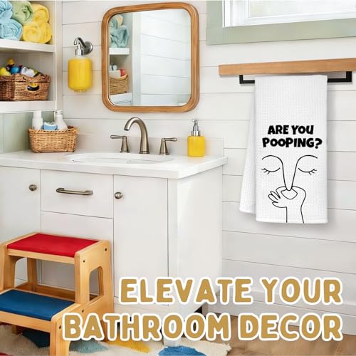 Funny Bathroom Hand Towels,are You Pooping Hand Towels | Black and White Minimalistic Bathroom for Washroom Restroom, 16x24 Inch - color: Bathroom-4