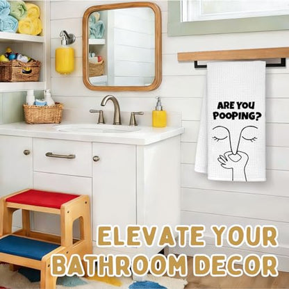 Funny Bathroom Hand Towels,are You Pooping Hand Towels | Black and White Minimalistic Bathroom for Washroom Restroom, 16x24 Inch - color: Bathroom-4
