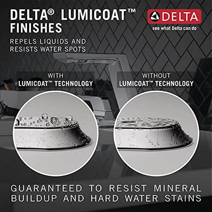 Delta Pivotal Chrome Bathroom Faucet 3 Hole, 8 Inch Widespread Bathroom Sink Faucet for Vanity, Metal Push-Pop Drain, Lumicoat Chrome 3599LF-PR-MPU - color: Chrome