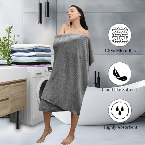 Hailea Gray Bath Towels Set 35x70 Inches - Luxury 600 GSM Oversized Bath Sheet Towel,Extra Large Microfiber - Quick Dry,Highly Absorbent,Super Soft Shower Towels Spa Hotel Bathroom Towel Set (4-Pack) - color: Gark Gray, size: 4-Piece Set