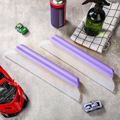 2 Pack 14 Inch Car Drying Squeegee Purple Longer Silicone Water Squeegee Window Shower Blade Automotive Squeegees Flexible Auto T-bar Rubber Squeegees for Car Windshield Glass Bathroom Wash Tool - color: Purple