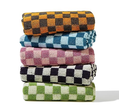 Madi-Cadi Hand Towels 5 Pack - Cotton Face Towels Soft, Absorbent, and Decorative Checkered Design for Bathroom, Kitchen, Gym, and Spa - 13 x 29 Inches for Any Occasion