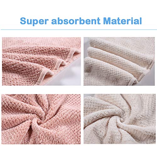 M-bestl 2 Pack Microfiber Hair Towel Wrap,Quick Dry,Anti-frizz(Pink&Beige) | Hair Drying Towel for Women with button,lightweight,Anti-frizz Absorbent hair Turban Towel for Long Thick Curly Hair - color: Beige&pink