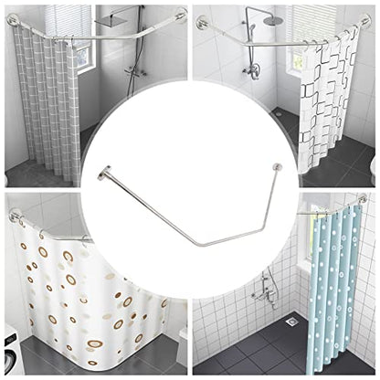Corner Shower Curtain Rod, Adjustable 304 Stainless Steel | for Bathroom Clothing Stores, Wall Mount Curved Shower Rod Fits 17.72-29.53 In Sides, Used for Toughened Glass Walls