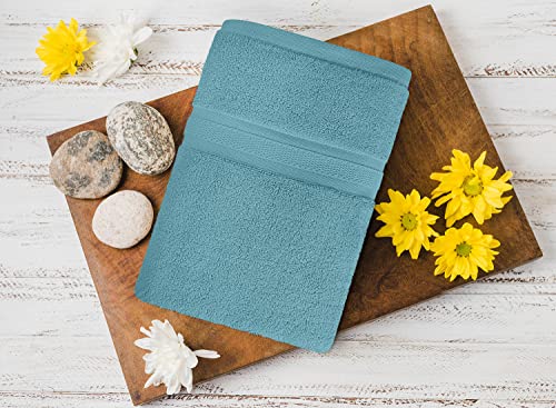 Towel and Linen Mart 4 Pieces Bath Towel Sets - Teal - 2 ply Low Twist Luxurious,Quick Dry, Extra Absorbent, 100% Ring Spun Cotton 600 GSM (27 x 54, Pack of 4) - color: Teal