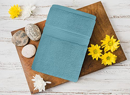 Towel and Linen Mart 4 Pieces Bath Towel Sets - Teal - 2 ply Low Twist Luxurious,Quick Dry, Extra Absorbent, 100% Ring Spun Cotton 600 GSM (27 x 54, Pack of 4) - color: Teal