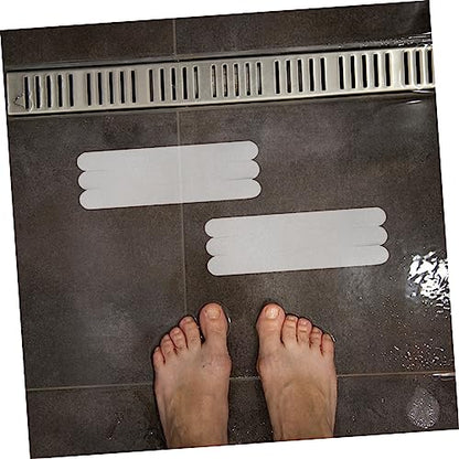 TIDTALEO 12pcs Transparent Slip Strips for Bath Safety Adhesive Bath Treads for Showers Stairs and Floors Non Slip Stickers for Bathtubs and Bathrooms - size: 12 pcs
