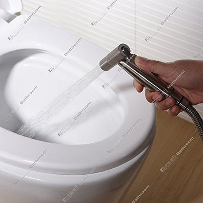 Brushed Nickel Hand Held Bidet Sprayer Diaper Shattaf Complete Set | Qualitied Stainless Steel High Pressure Sprayer Kit & 1.2M Hose with Brass T-Valve for Toilet Bidet Bathroom Baby Diaper