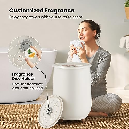 S AFSTAR 23L Towel Warmers for Bathroom - Large Luxury Towel Warmer Bucket with 3 Heat Modes, 4 Timer Settings, Fragrance Disc Holder, Auto Shut Off, Towel Heater for Blankets, Bathrobes (Light Grey) - color: Light Grey