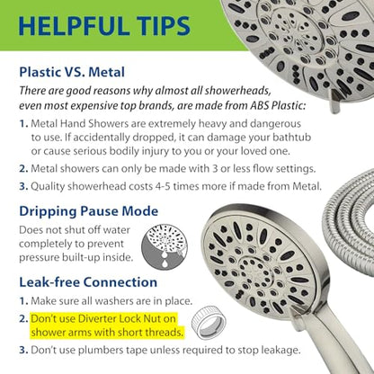 AquaDance 7" Premium High Pressure 3-way Rain & Handheld Shower Head Combo | Enjoy Dual 6-Setting Luxury Shower Heads Separately or Together for the Best of Both Worlds! Stainless Steel Hose - Nickel - color: Brushed Nickel, style: 2.5 Gallons Per Minute