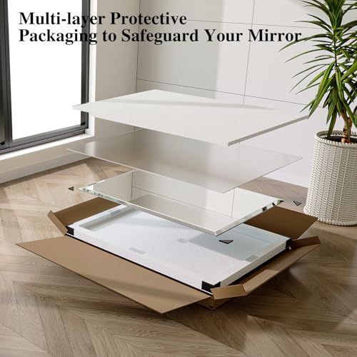 Frameless Bathroom Mirror, 22" x 30" Beveled Wall Mirror | 5mm HD glass, 20mm beveled edge, frameless, anti-rust, shatterproof, french cleat, horizontally or vertically - size: 22"L x 30"W