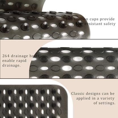 Non-Slip Bathtub Mats Bath Mat Machine Washable with Suction Cups for Tub, 39x15.5 inch, Clear Black - color: Clear Black