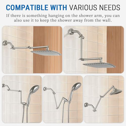 G-Promise 16 Inch Shower Extender with 6Inch Arm and Flange(Brushed Nickel) | Solid Brass Construction, Height and Angle Adjustable, Standard Connection Thread, All Installation Tools Included - color: Brushed Nickel, style: 16 Inch