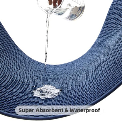 TYUU Bathroom Rugs Non Slip Washable, Super Absorbent Thin Bath Mat Small Quick Dry Low Pile Bathroom Rug, Navy Blue 16"x24" - color: Navy Blue, size: 1'4" X 2' (Rectangular)