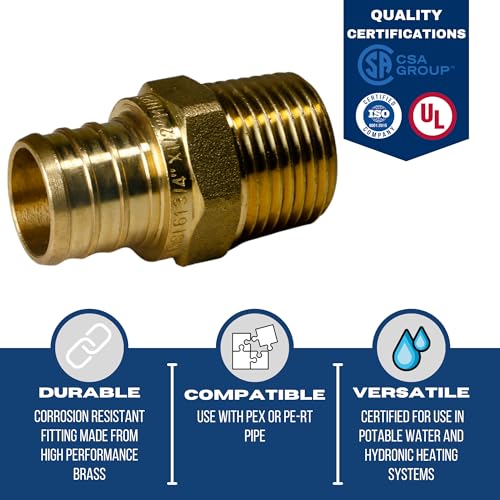 XFITTING 3/4 inch Pex x 1/2' Male NPT Adapter, 24-4-5=2X, 2 Pieces - size: 3/4" Pex x 1/2" Male