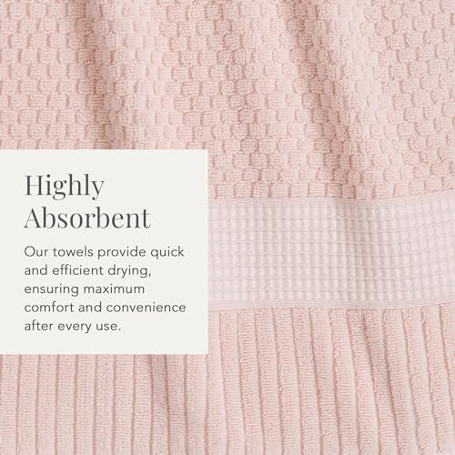 NY Loft 100% Cotton 2-Pack Oversized Bath Towel Set | Pink | Quick-Dry | Two Oversized 35" x 70" Bath Towels / Bath Sheets | Super Absorbent | Designer-Styled Texture - color: Light Pink, size: Bath Sheets (2 Pack)