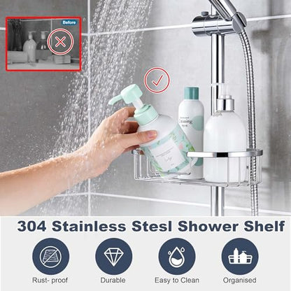 Rain Shower System with Shelf, 12 Inch Rain Shower Head Set with Hand Shower Head, SonTiy Dual Shower Combo with Height Adjustable Holder, Brass Valve, Chrome - color: Chrome, style: 2.5 Gallons Per Minute-Square