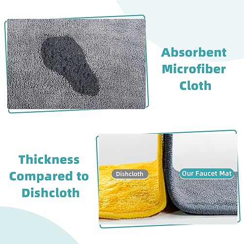 PoYang 4 Pack Faucet Mat for Kitchen Sink Splash Guard, Short 17.7x4.7 Inch | Super Absorbent Microfiber Faucet Mat, Catch Splashes and Drips, Machine Washable Sink Protectors for Kitchen, Bathroom & RV - size: 17.7" x 4.7"