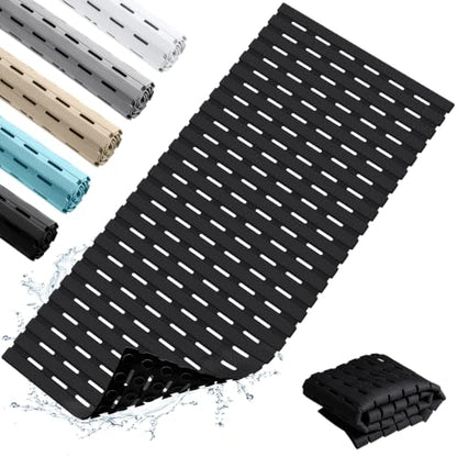 OTHWAY Non Slip Bathtub Mat, Soft TPE Black Shower Mat with Suction Cups | 36.6" x 16.9" Bath Mat for Tub Non Slip, Machine Washable Shower Floor Mat with Drain Holes - color: Black-new