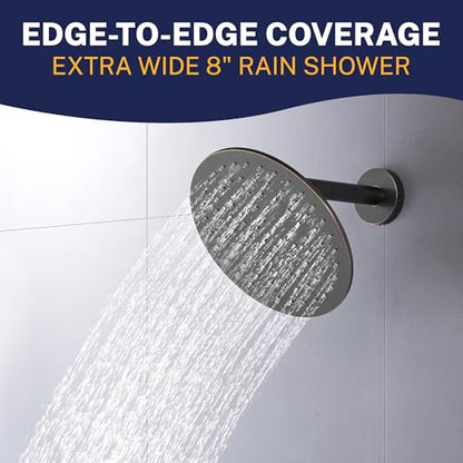 HammerHead Showers Solid Metal Round 8 Inch Rainfall Shower Head, High Flow Shower Head Optimized for Pressure, Oil Rubbed Bronze, 2.5 GPM - color: Oil Rubbed Bronze, size: 2.5 GPM