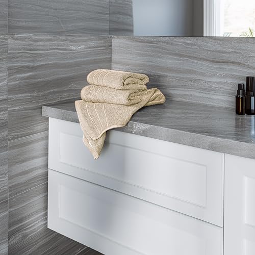 6 Piece Hand Towels Set 16 x 28 Inches, Beige | 100% Cotton, Lighter Weight, Quick to Dry, 16 x 28 Inches, Super Soft & Absorbent, Perfect for Bathroom & Kitchen - color: Beige