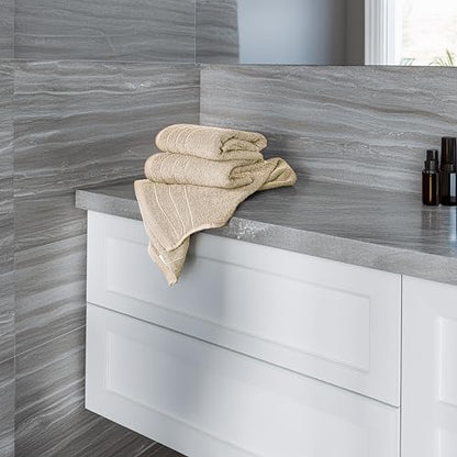 6 Piece Hand Towels Set 16 x 28 Inches, Beige | 100% Cotton, Lighter Weight, Quick to Dry, 16 x 28 Inches, Super Soft & Absorbent, Perfect for Bathroom & Kitchen - color: Beige