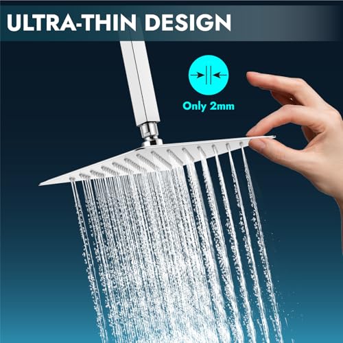Midanya Square Rain Shower Head,High Pressure,Polish Chrome 6 Inch | 360°Swivel,Ceiling or Wall Mount,Waterfall Full Body Coverage,Bathroom Remodel,Stainless Steel Large Rainfall Shower Head - color: Chrome, size: 6 Inch