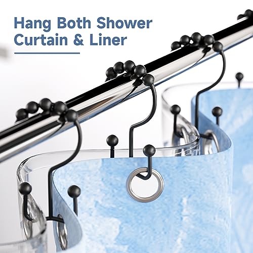 Titanker Shower Curtain Hooks Rings, Rust Resistant Metal Double Glide Shower Hooks Rings for Bathroom Shower Rods Curtains, Set of 24 Hooks - Black - color: Black-24pack, style: Modern