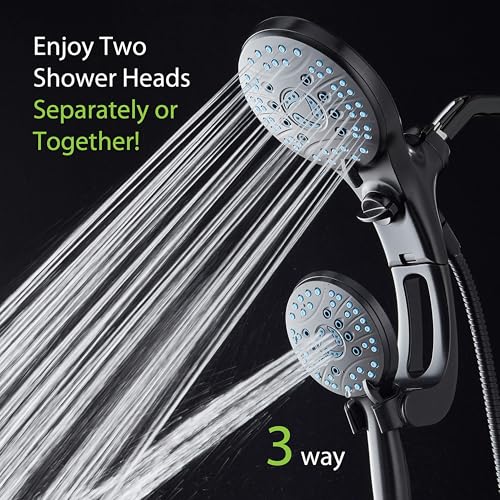 AquaCare 50-mode High Pressure Shower Head Combo with Arm & Dual Power Wash | Hygienic Jets, 2-mode Handheld Power Wash for Tub, Tile & Pets, Long 6 ft. Stainless Steel Hose, Extra Wall Bracket / Bronze - color: Oil Rubbed Bronze, style: 1.8 Gallons Per M